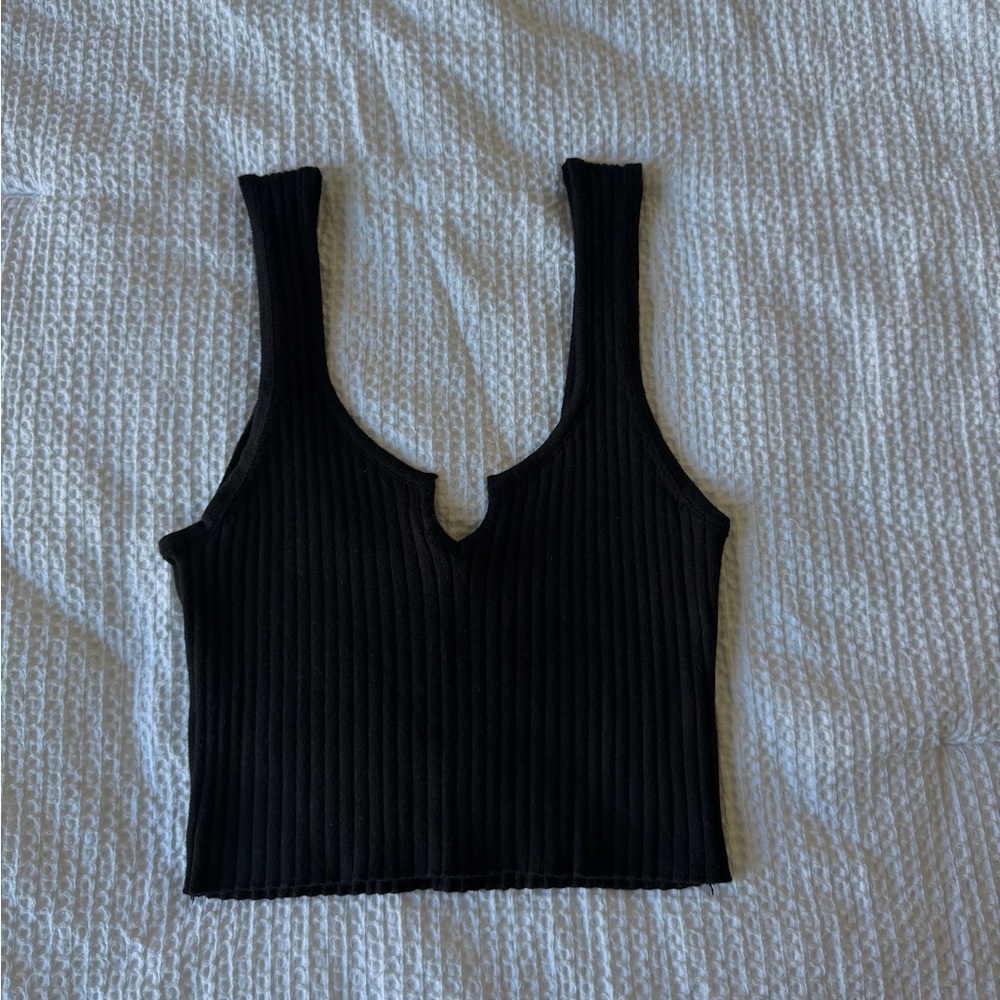 Boutique Black Ribbed Sweater Tank